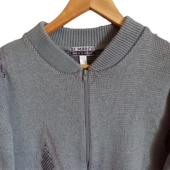Size 46-48 PittoPit 25¾ Vintage Di Marco Zip Up Patterned Cardigan - Picture 2 of 6
